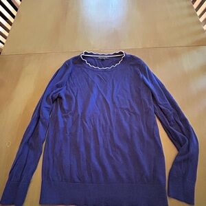 Banana Republic Navy Crewneck Sweater with Scalloped Trim